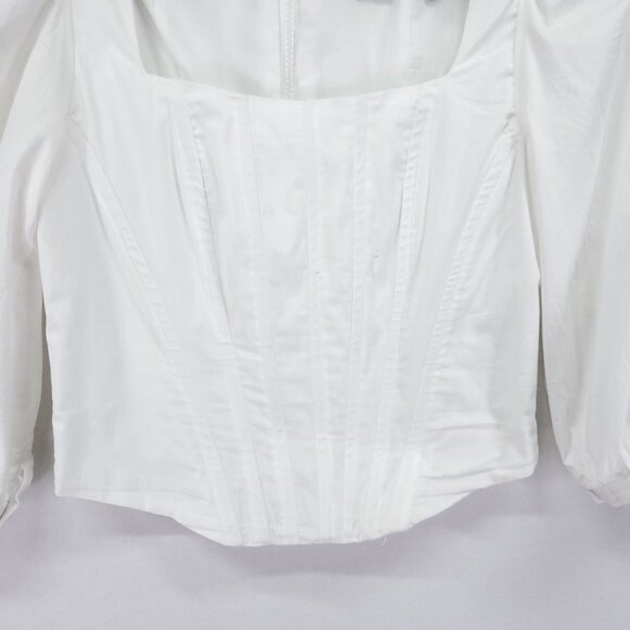 Jason Wu Corset Peasant Top Womens Small White Puffy Sleeve Full Zip Back - Picture 5 of 14